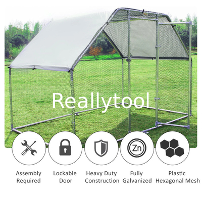 9x6ft Metal Chicken Coop Run For Farm Poultry