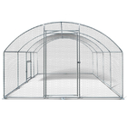 Chicken Coop Galvanized Metal Walk in Chicken Cage Large Rabbit Cage Poultry Cage Fenced Backyard with Cover and Fence