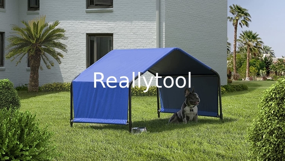 Compact and Portable Dog Shelter  4' x 4' x 3' Galvanized Steel Pet Shed in Blue Color