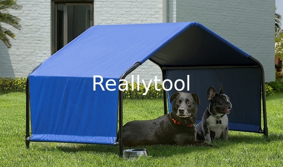 Compact and Portable Dog Shelter  4' x 4' x 3' Galvanized Steel Pet Shed in Blue Color