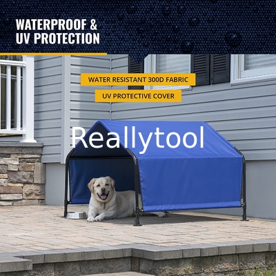 Compact and Portable Dog Shelter  4' x 4' x 3' Galvanized Steel Pet Shed in Blue Color
