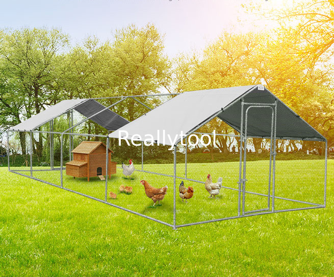 Rust Resistant Galvanized Steel Big Size 8x3m Chicken Run Kennel Outdoor Chicken Cage with Cover