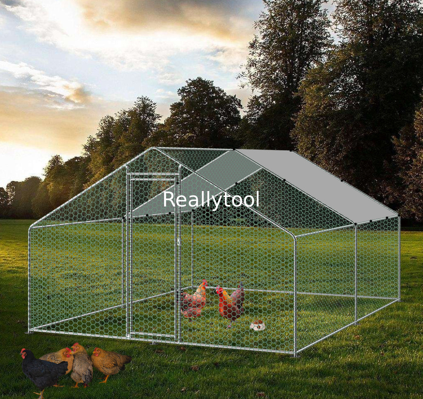 Steel Walk in Chicken Run Enclosure Rabbit Hutch Poultry Coop Duck House Chicken Cage Coop 4m X 4m X 2m