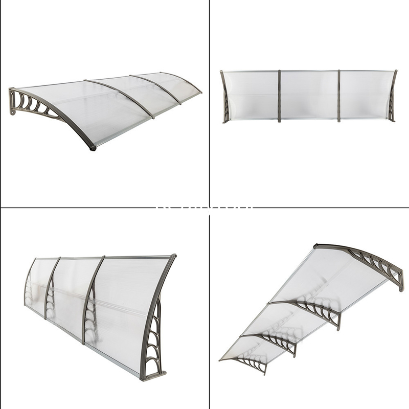 M series Door Canopy awning for door and window 200x80 cm dark gray Patio cover shelter with black support