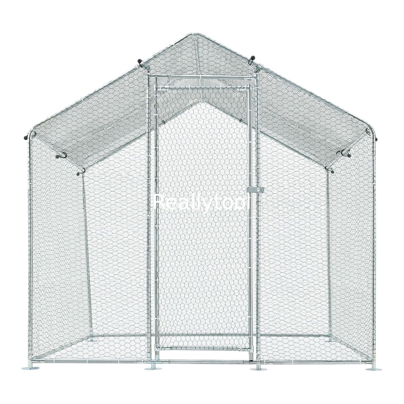2M x 2M Metal Chicken Coop Walk in Cage Run House Shade Pen Chicken Cage With Cover