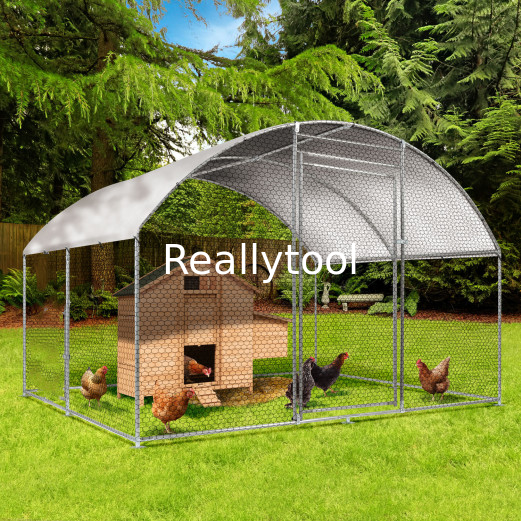 Large Chicken Coop Walk-In Metal Poultry Cage House Rabbit Habitat Cage Spire Chicken Cage With Waterproof Cover White