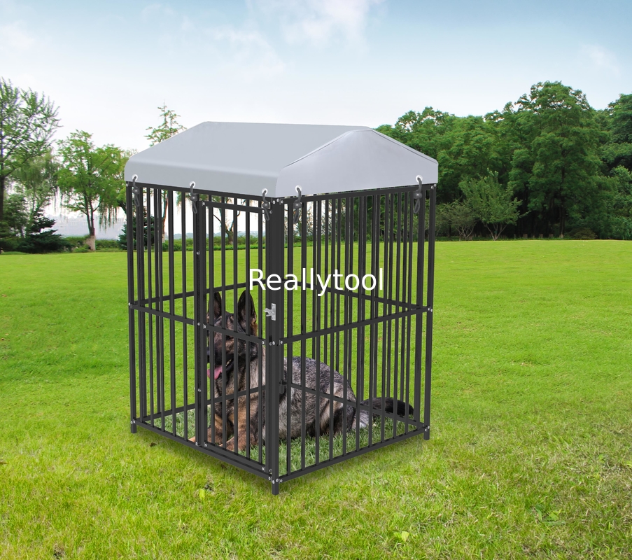 Outdoor Dog Kennel Heavy Duty Metal Frame Fence Dog Cage Outside Pen Playpen Dog Run House with Roof