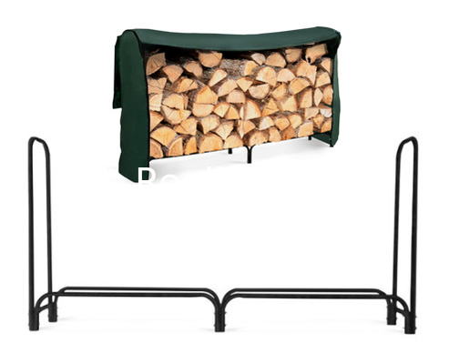 Brennholz-Gestell mit Abdeckungs-Metallklotz speichern 200 x 116 x 36 cm Schwarze das im Freien